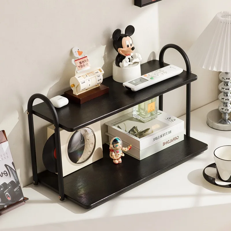 رف كتب ريترو لسطح المكتب، رف كتب صغير بسيط متعدد الطبقات لتخزين المكاتب المنزلية ورف تنظيم أثاث غرفة المعيشة