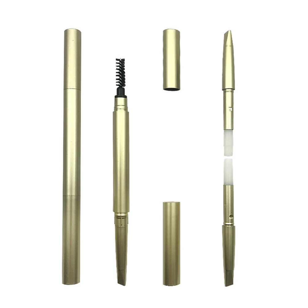 Private Label Austauschbarer doppelseitiger goldener Augenbrauenstift mit Pinsel, individuelles Logo, langlebig, einfach zu bedienendes Make-up im Großhandel