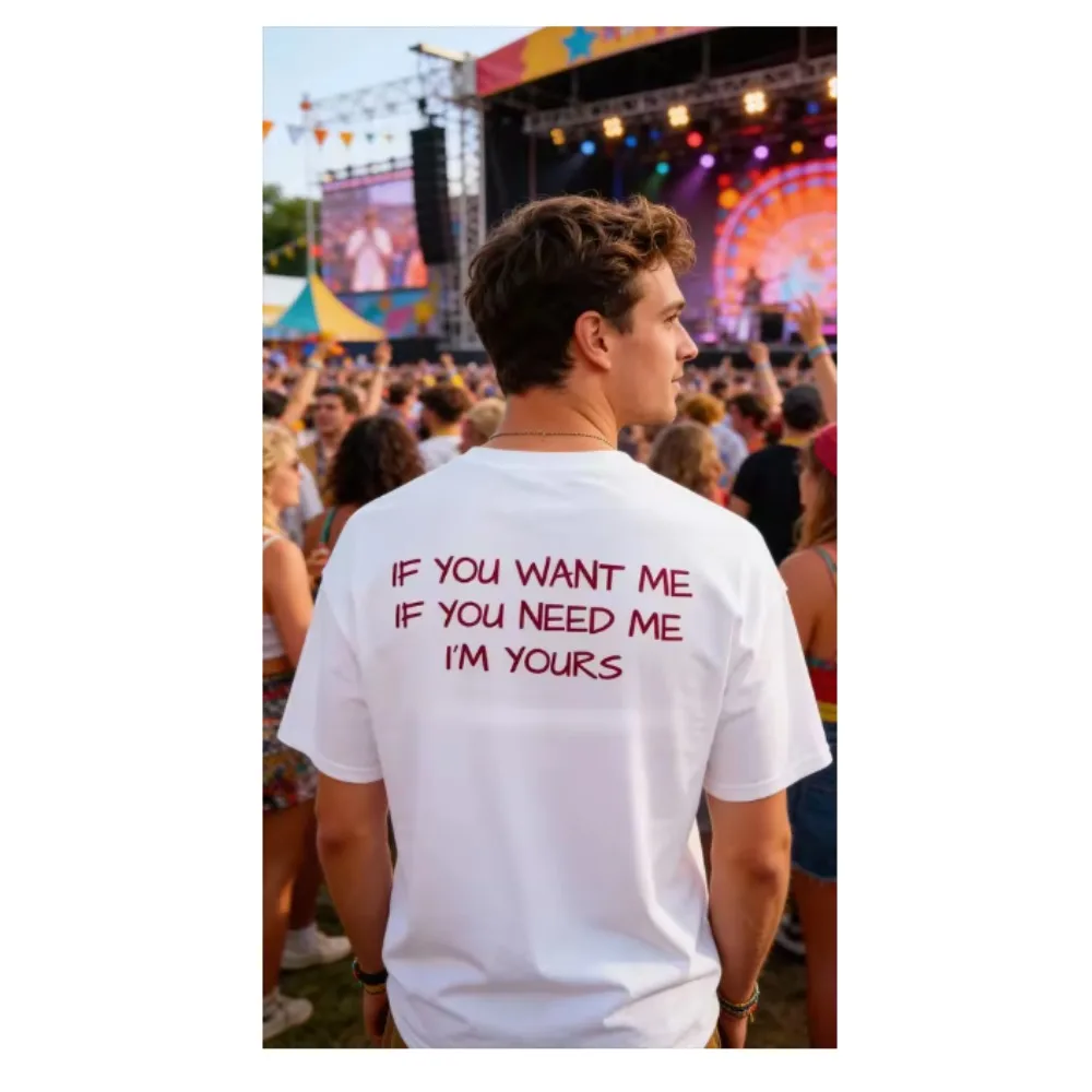 Men's T-shirt Summer Music Festival Song Lyrical Pattern T-shirt Street Wear Short Sleeve Casual Extra Large Concert Top