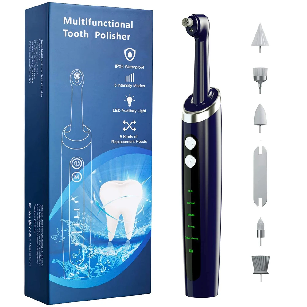 

1set Waterproof Electric Tooth Polisher, Multifunctional Replacement Head Teeth Cleaning Kit for Teeth Cleaning