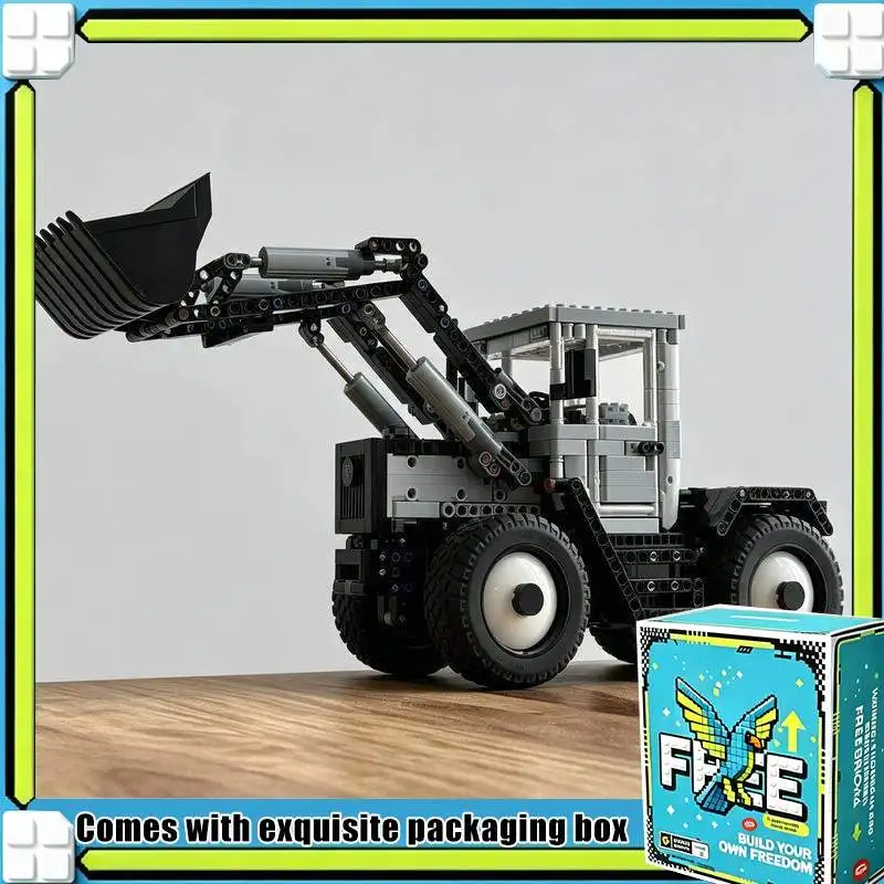 1287PCS RC Front Loader Farm Tractor Model Custom Building Blocks DIY Creative Assembly Puzzle Toy Holiday Collection Display