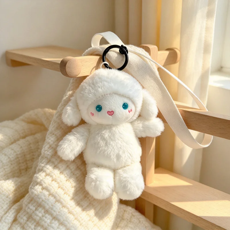 15cm Cute Glutinous Rice Sheep Keychain White Classic Lamb Plush Pendant Keychain Backpack Fashion Decor