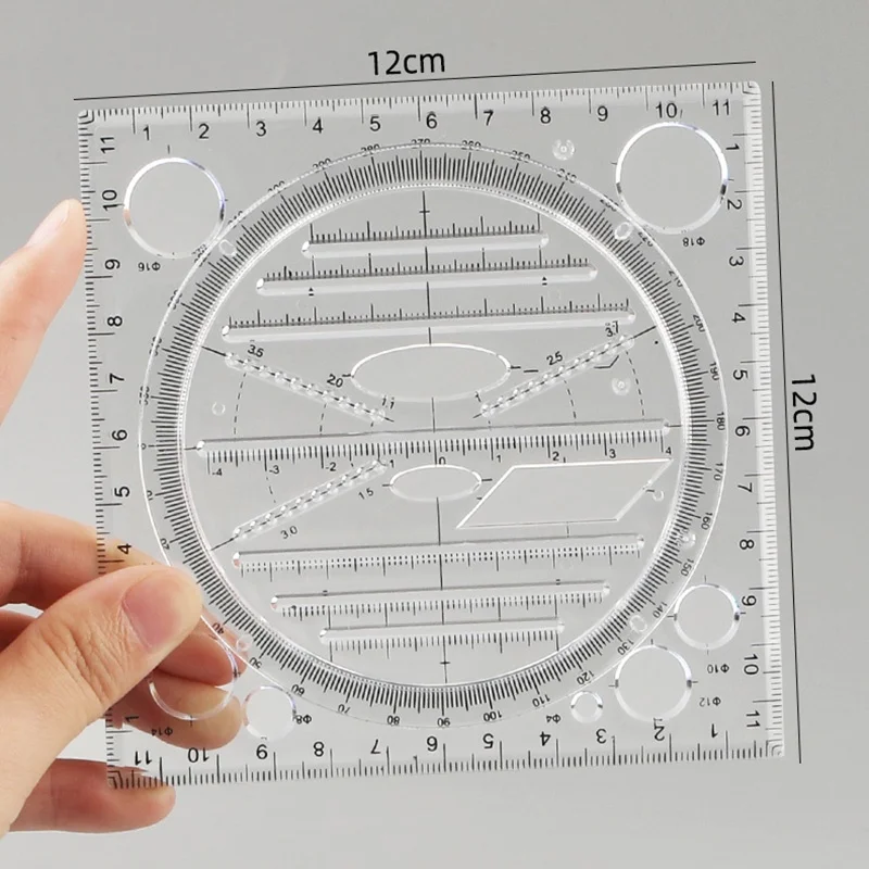 1PCS Multifunctional Universal Ruler Rotatable Ruler Set Math Circle Ellipse Template Exam Triangle Parallel Ruler