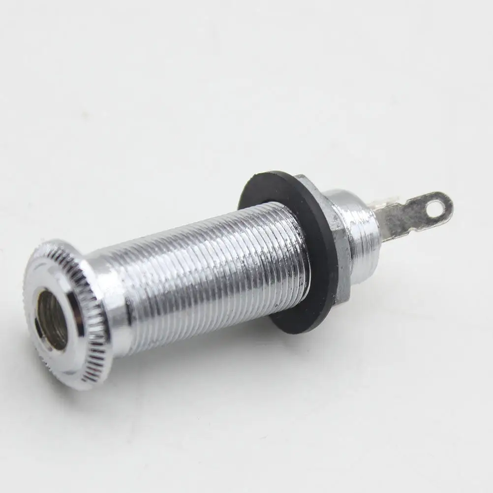 Long Threaded Cylinder Electric Guitar Jack Professional Metal Barrel Socket for Bass Electric Guitar Replacement Parts
