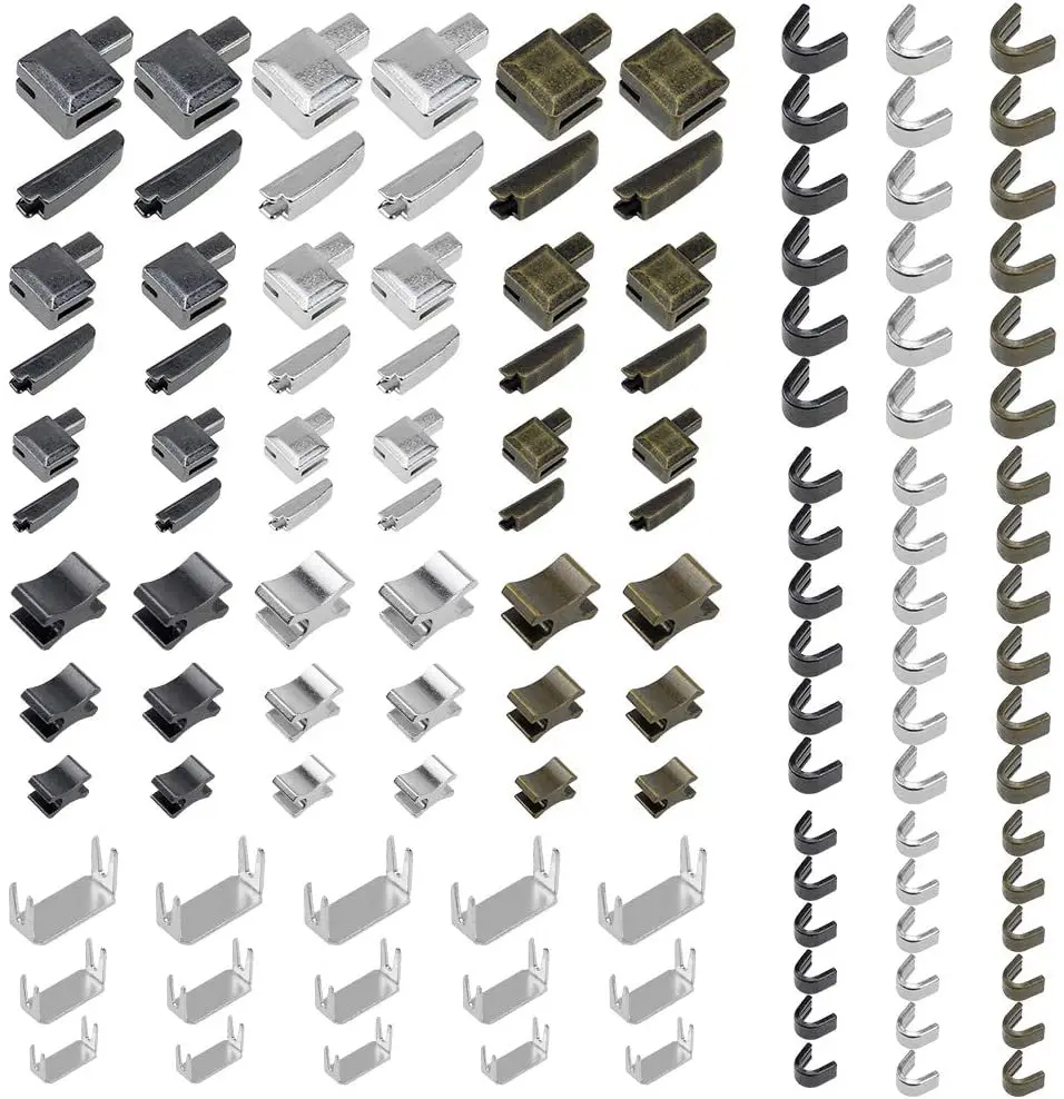 10/24/123Pcs Metal Zipper Stopper Head Zip Sliders Retainer Insertion Pin Zipper Top Ends for Coat Jacket Zipper Repair Kit