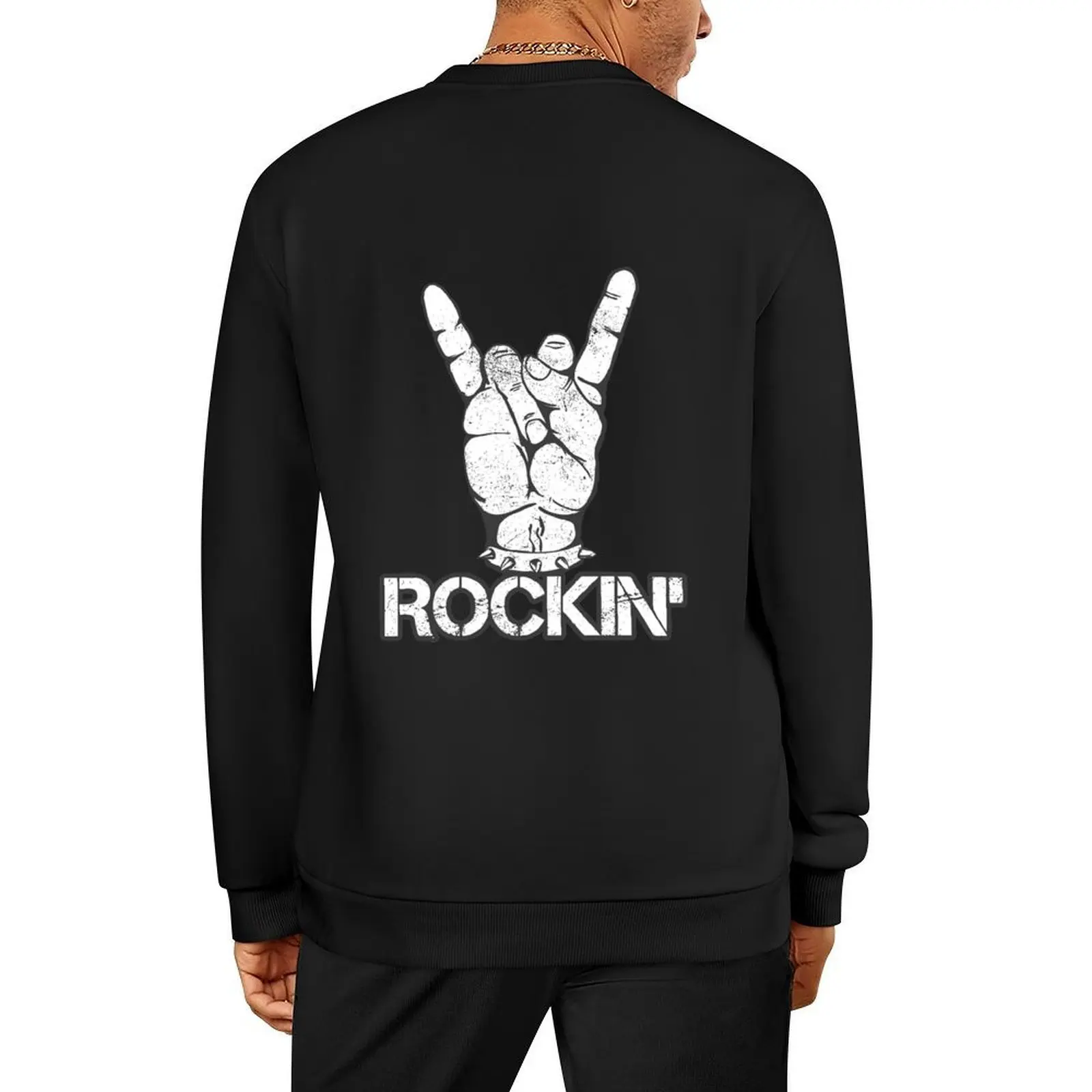 

Rockin' Hand Horns: The Rock Music Rocker Pullover autumn tracksuit men's sweat-shirt set new sweatshirts