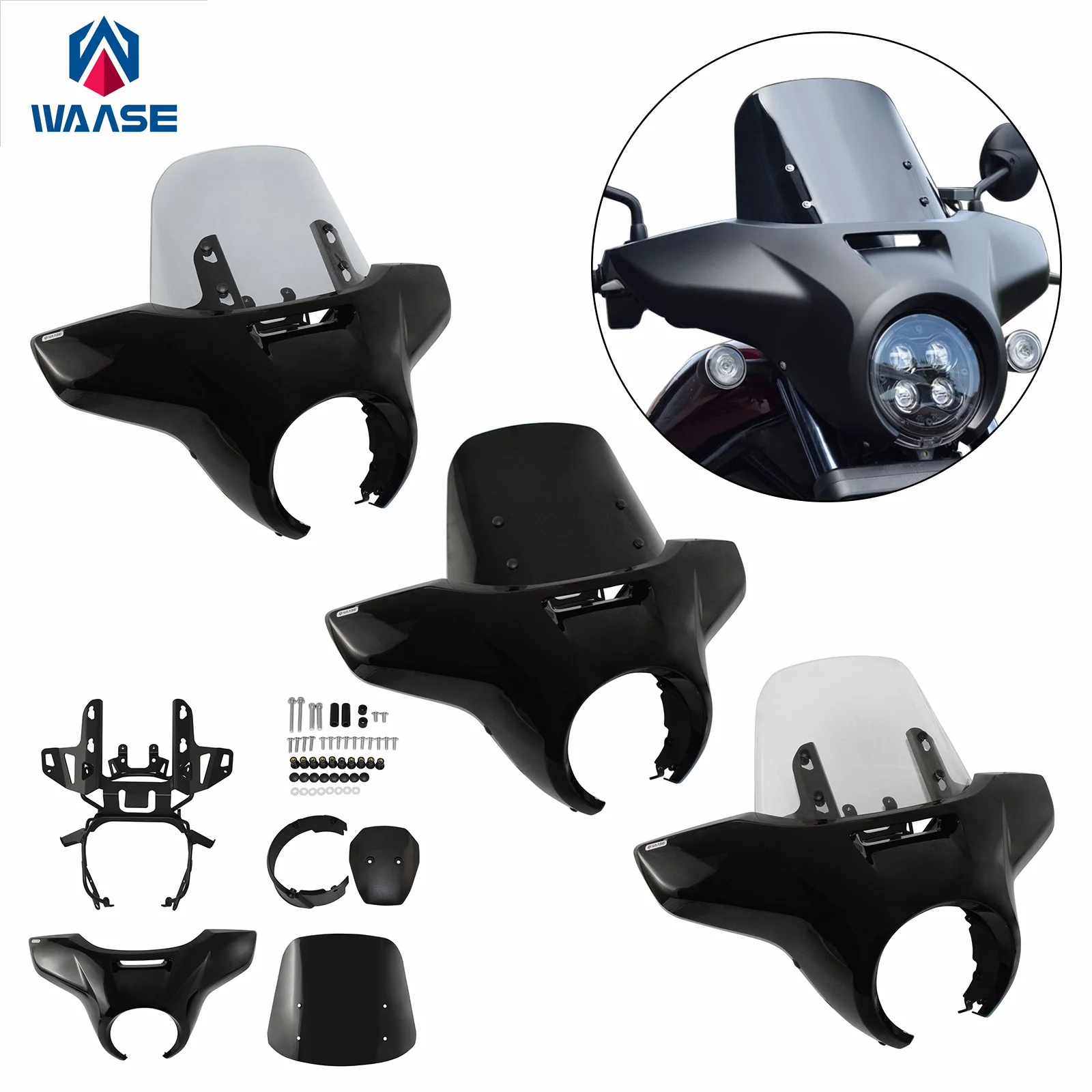 WAASE Front Headlight Cover Windscreen Windshield Headlamp Fairing Screen Visor For Honda Rebel 1100 CM1100 CMX1100 2021 2022