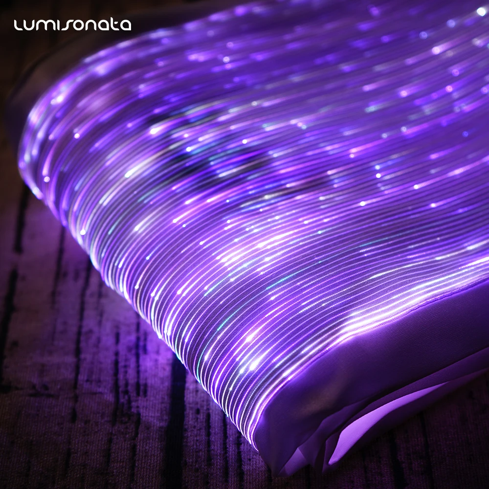 Lumisonata 12 Meters Led Light Fiber Optic Fabric With Color Changeable Luminous Textile Glitter Fabric DIY Cloth Wedding Dress