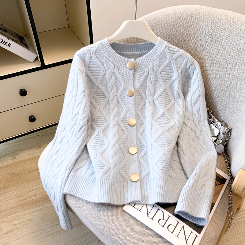 

Женский свободный вязаный свитер, пальто, осень-зима, новый мягкий кардиган с круглыми пуговицами, универсальная повседневная верхняя одежда