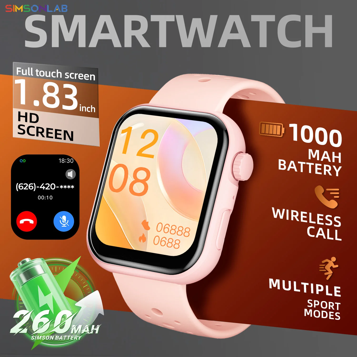 New Smartwatch Multilingual Custom Wallpaper Bluetooth Call 