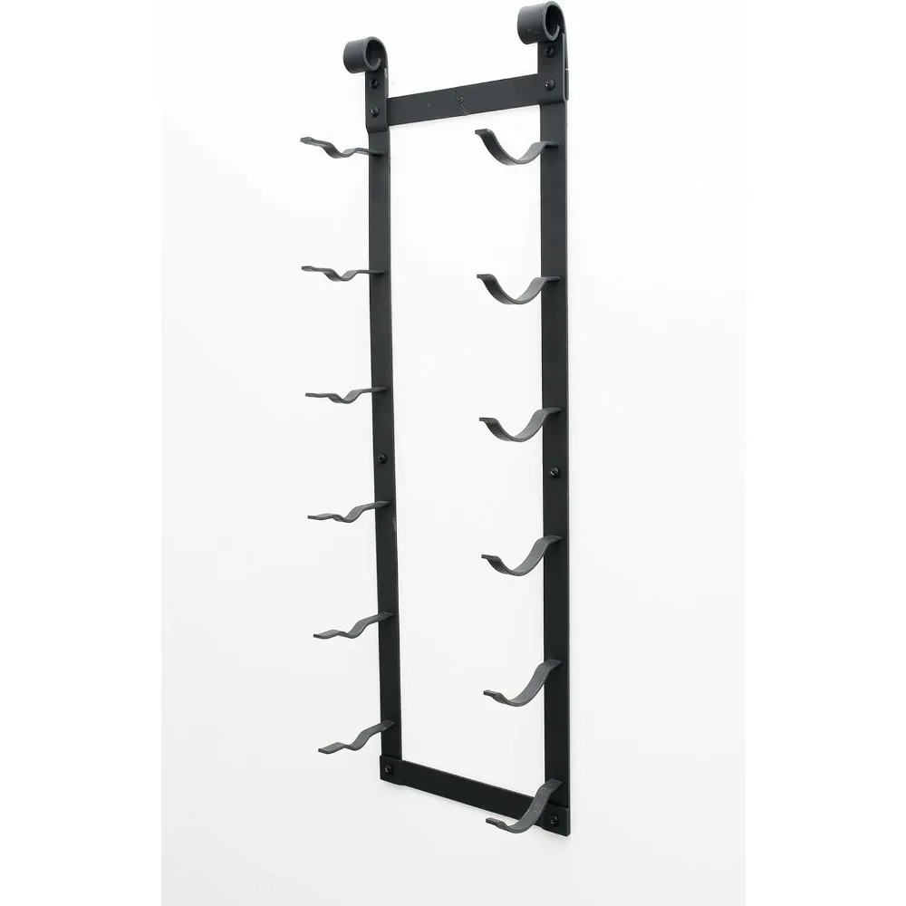 6 Bottle Wall Mounted Wine Rack Stylish Modern Wine Storage with Label Forward Design (Matte Black, Set