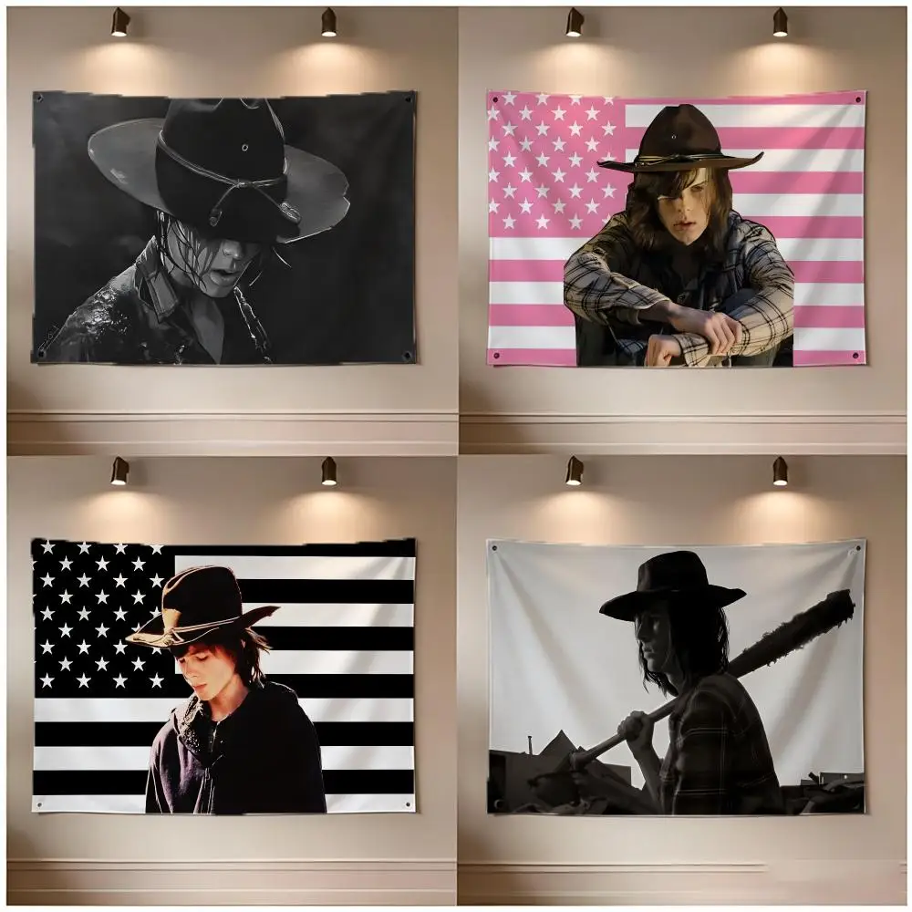 Series Character The Walking Dead Carl Grimes Flags Borderless Four Ring Ornament Indoor Outdoor Decoration Quick Hang Install