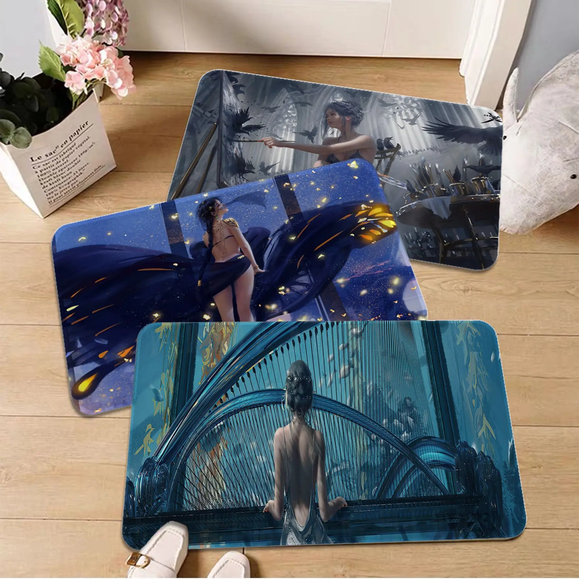 

Ghost Knife Anime Hallway Carpet Retro Multiple Choice Living Room Kitchen Rug Non-Slip Bedside Area Rugs