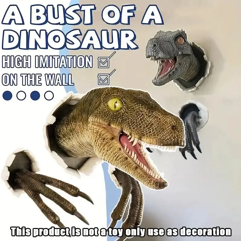 A Set Of Velociraptor Wall Decoration Dinosaur Wall Statues Crafts 3d Wall Fixtures Furniture Furniture Stickers image 4