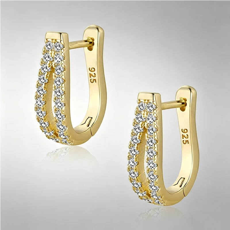 925 Sterling Silber Kubisches Zirkonia Huggie Creolen für Damen Hypoallergener Zarter Schmuck Geschenke für den Alltag – Detail 3