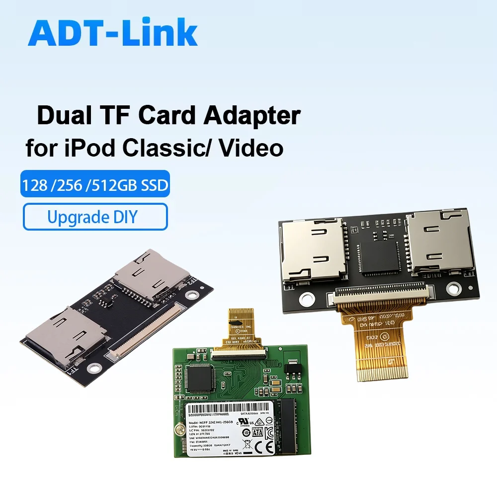 Dual TF To CE Adapter With Hard Drive Flex Cable For iPod Classic 6th 7th Gen A1238 iPod Video 5th 5.5th Gen A1136 IPC IPV SSD M
