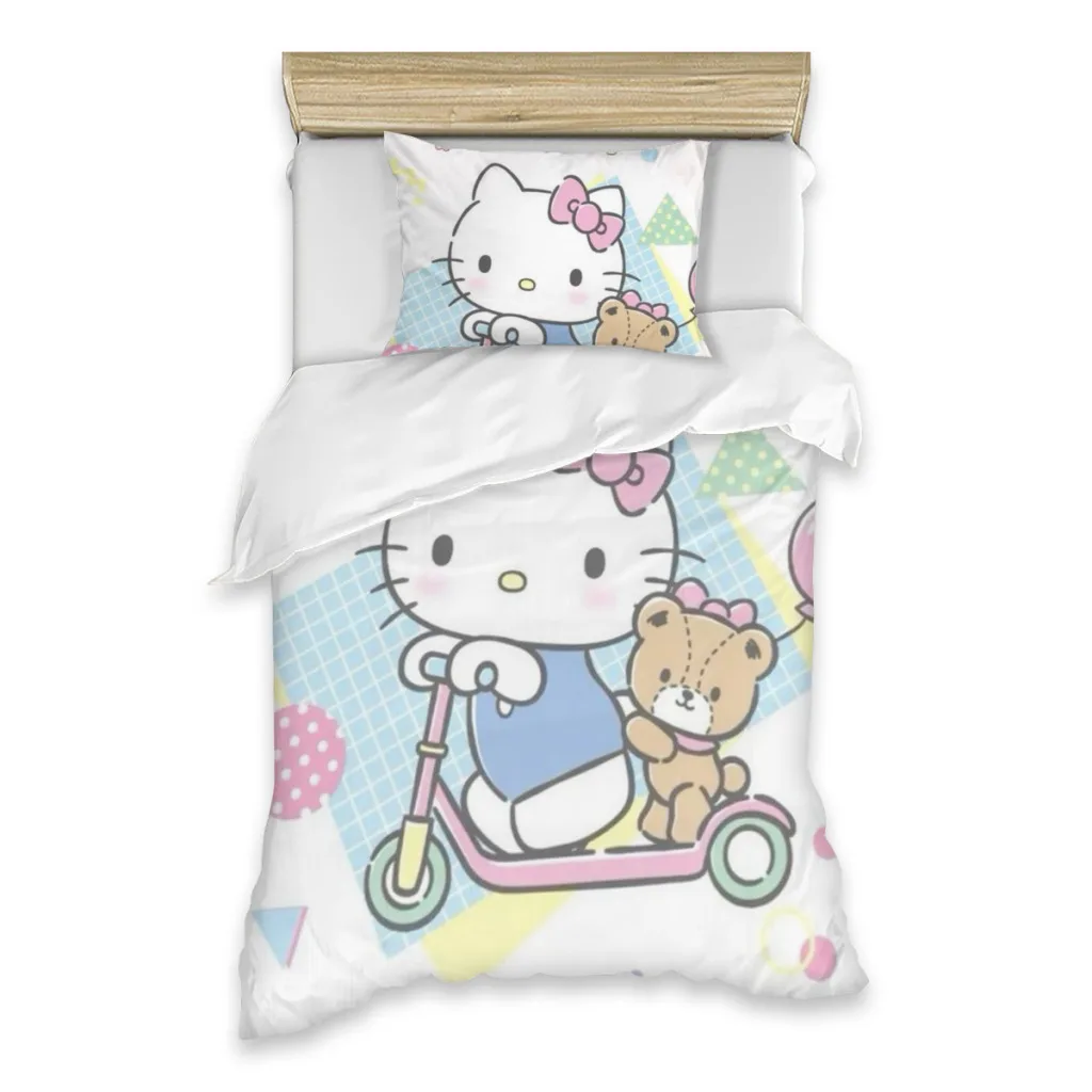 Disney Hello Kitty Bed Sheets Set Comforter Quilt Cover Duvets Single Bedding