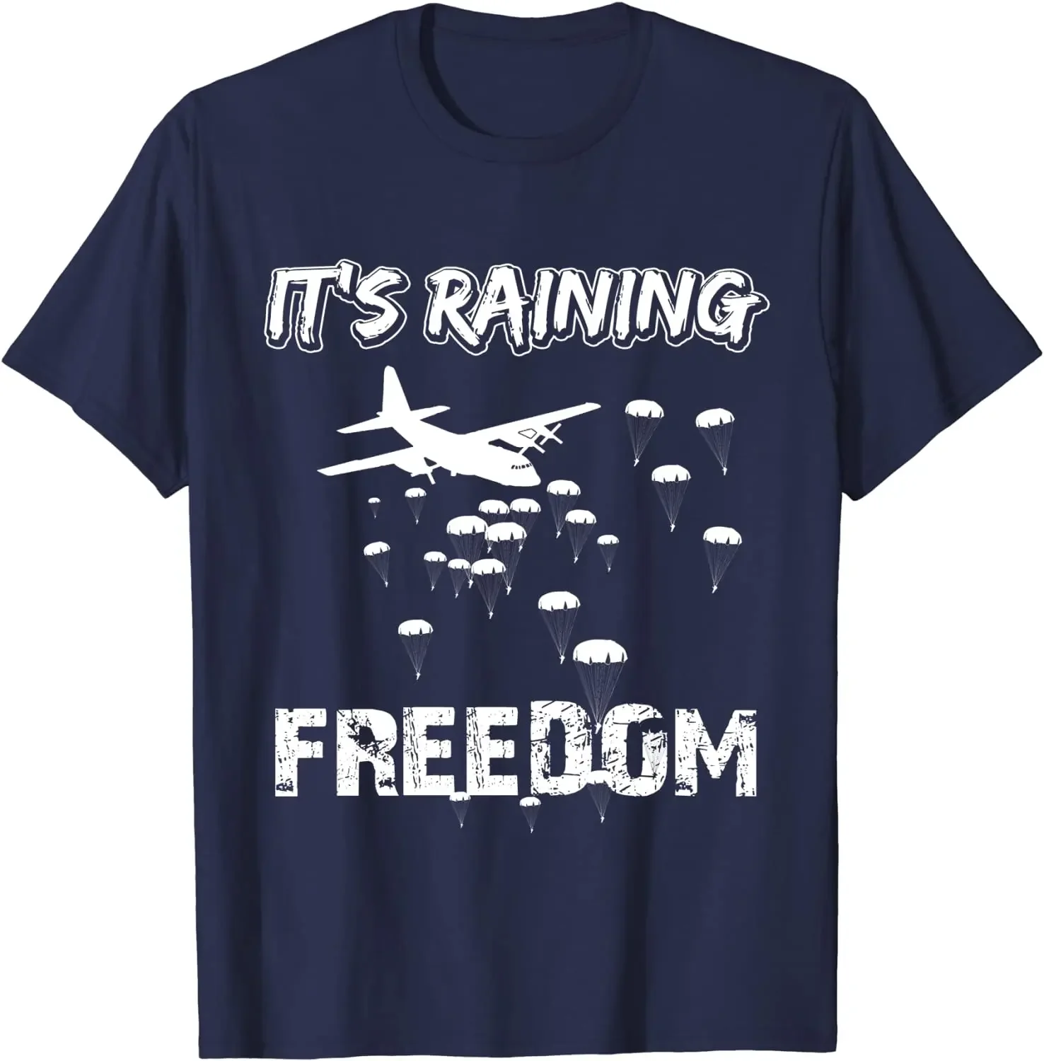 Paratrooper It's Raining Freedom Mens T-Shirts Short Sleeve Casual 100% Cotton O-Neck Shirts