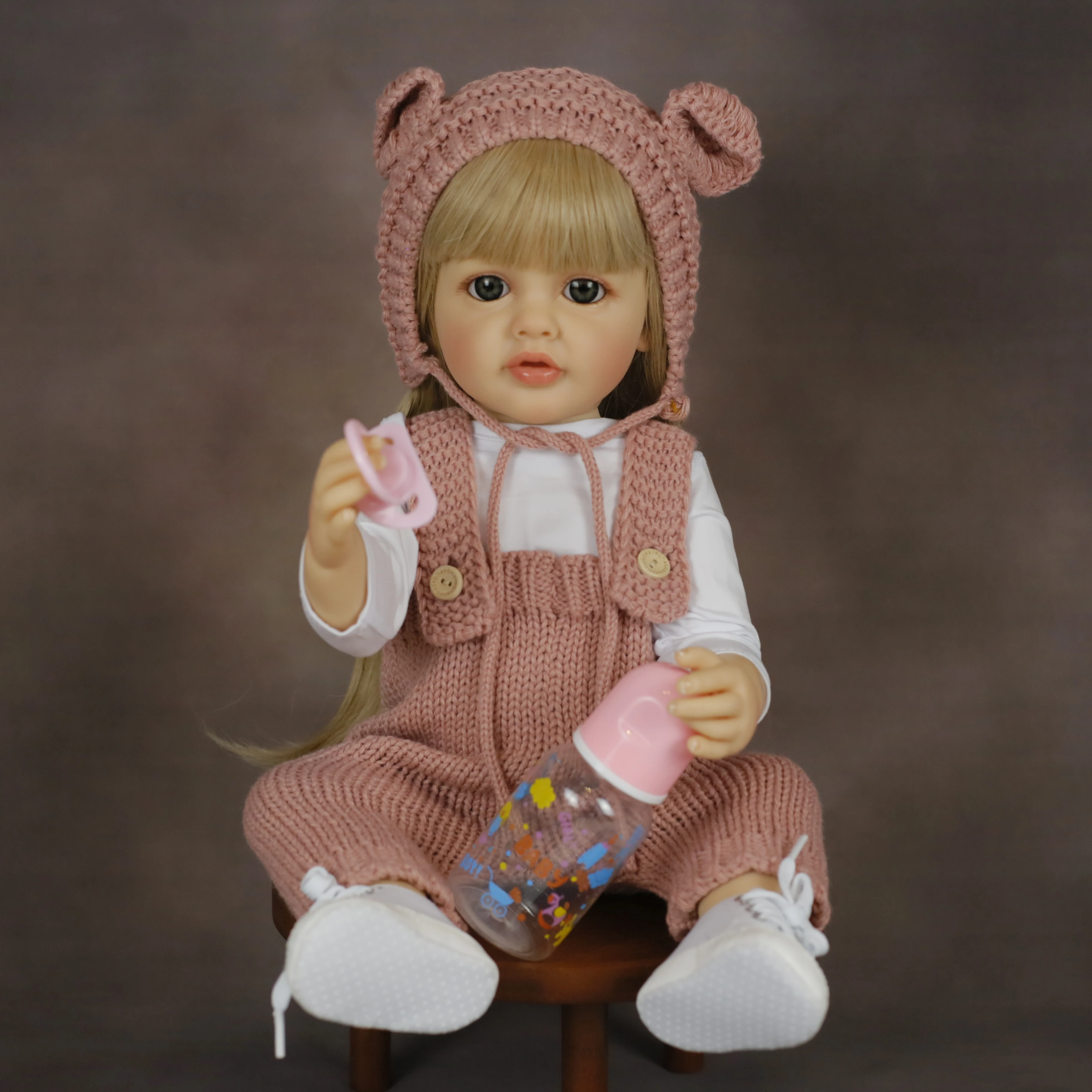 22 Inch 55CM Betty Reborn Toddler Dolls with Soft Silicone Long Golden Hair Lifelike Sweet Girl Baby Soft Toys for Kids Gifts
