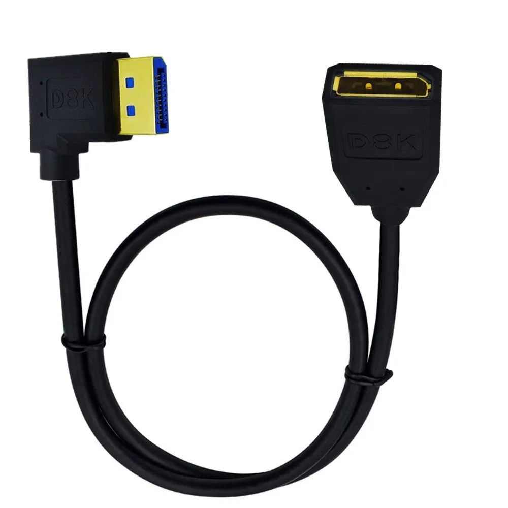 90 درجة زاوية 8K DP 1.4 ذكر إلى أنثى M/F عرض ميناء تمديد كابل ل HDTV نينتندو التبديل صندوق ذكي العارض الخائن #4