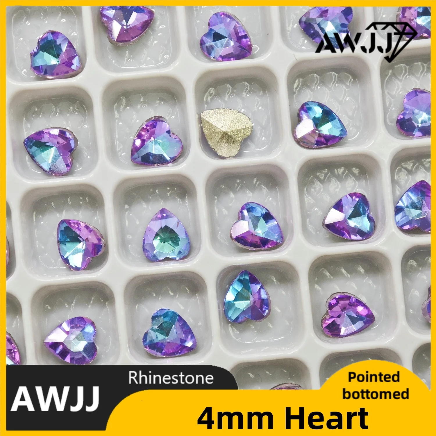 สีทั้งหมด 4 มม.มินิรูปหัวใจคริสตัลเพชรชี้ Bottomed อัญมณีใช้สําหรับต่างหูสร้อยคอเครื่องประดับเล็บอุปกรณ์เสริม