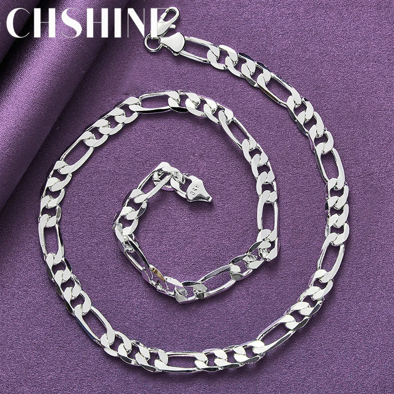 

CHSHINE 925 Sterling Silver 8mm Men's Chain 16-24 Inch Necklace For Women's Lady Wedding Engagement Fashion Charm Jewelry