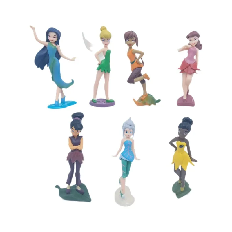 7 unids/set princesa Tinkerbells Mini figura de hadas juguetes niños animación juguetes de dibujos animados niñas muñecas bebé juguete decoraciones figura
