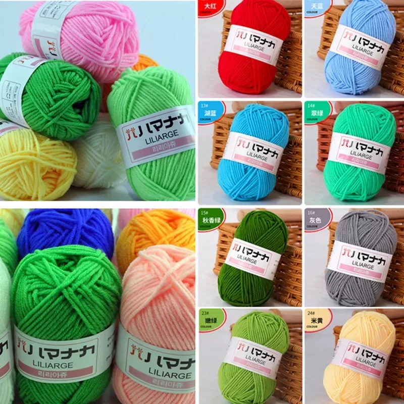 25G Milk Sweet Soft Baby Cotton Yarn Knitting Wool Thick Fiber Yarn Hand Threads for Knitting Wool Crochet Yarn for DIY Sweater