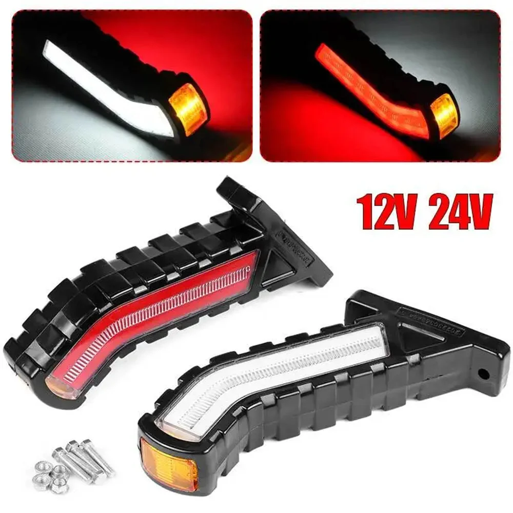 LED Side Marker Lights 12V 24V 2 Pcs Waterproof Flowing Water Effect Turn Signal Lamp Universal For Truck Trailer Lorry