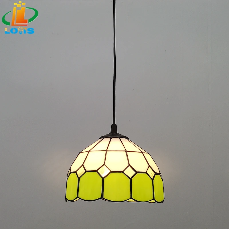 20CM Minimalist Stained Glass Grid Chandelier Tiffany Mediterranean Style Restaurant Bar, Aisle, Balcony Lighting Decoration