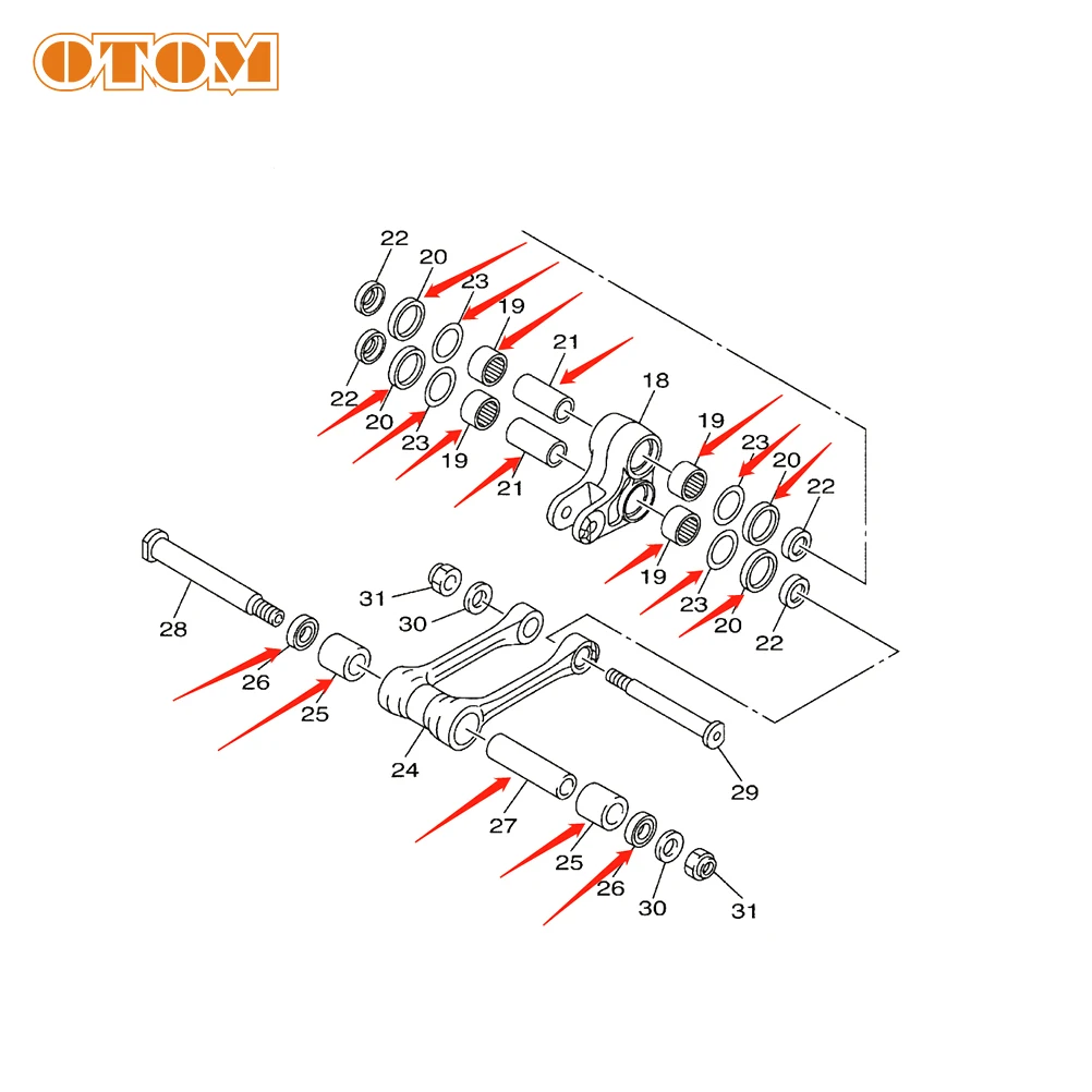 OTOM Motocross Triangle Lever Maintenance Kit Bearing Oil Seal Bushing For YAMAHA YZ250F YZ450F YZ450FX WR250F WR250F Motorbike