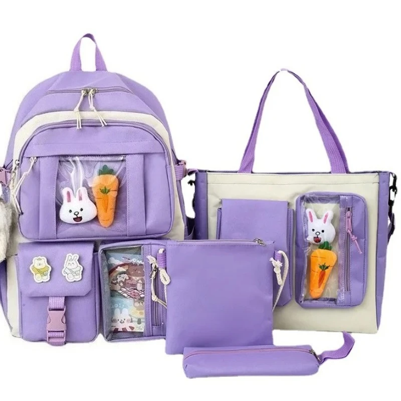 مجموعة مكونة من 4 قطع من حقائب الظهر ذات سعة كبيرة لطلاب المدارس الابتدائية خفيفة الوزن وحقائب مدرسية للفتيات في المدارس الابتدائية