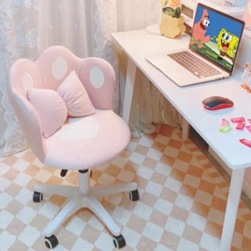 Cute Cat Claw Petal Backchair Home Velvet Lifting Chair Fashion Makeup Rotating Bench Bedroom Dormitory Desk And Computer Seat