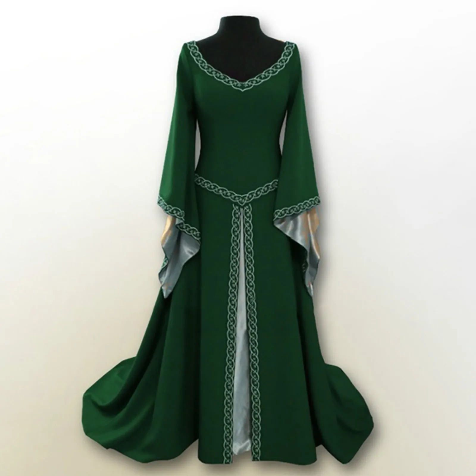 

Vintage Gothic Dress Cosplay Costumes Autumn Winter Long Sleeve Medieval Witch Long Dress Halloween Costumes Vestidos de Fiesta