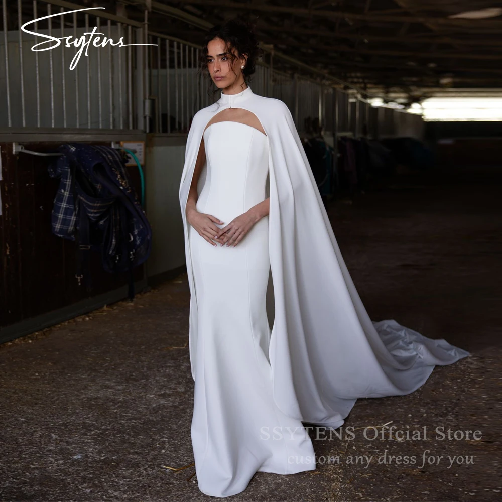 SSYTENS Modern Wedding Dresses Elegant Modest Mermaid Detachable Shawl Bridal Dresses Women Bride Evening Party Gowns Customized
