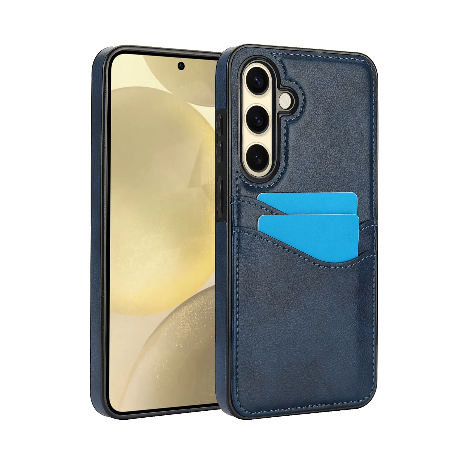 Shockproof Leather Credit Card Holder Wallet Case For Samsung Galaxy S24 FE S25 Ultra S26 A56 A36 A15, Slim Matte Phone Cover