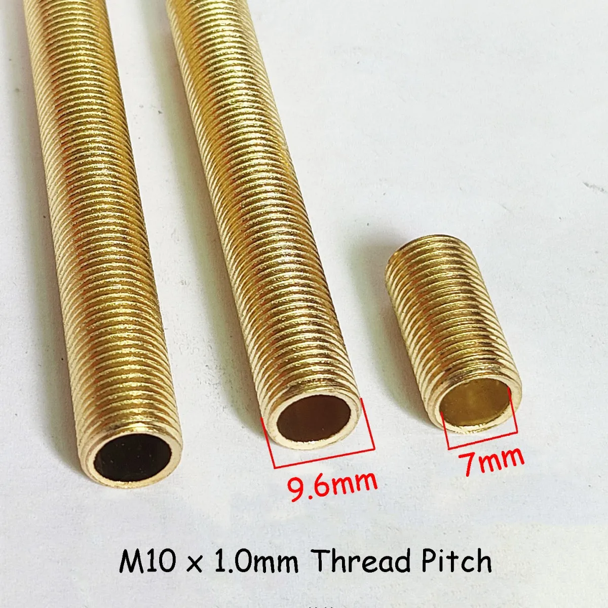 Brass Thread Tube M10 Metal Stud 10mm-350mm Length Thermally Conductive External Threaded Tubing