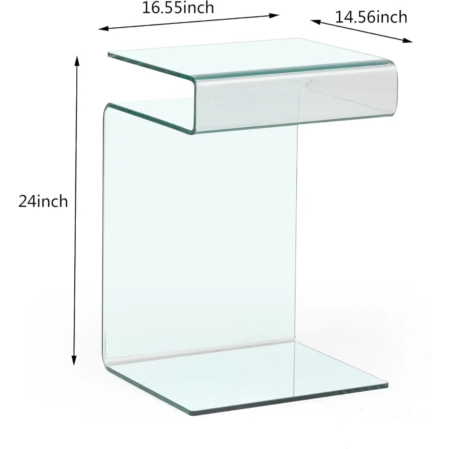 منضدة زجاجية على شكل طاولة جانبية لغرفة النوم، طاولة جانبية صغيرة شفافة لغرفة المعيشة، طاولة أريكة شفافة SSh