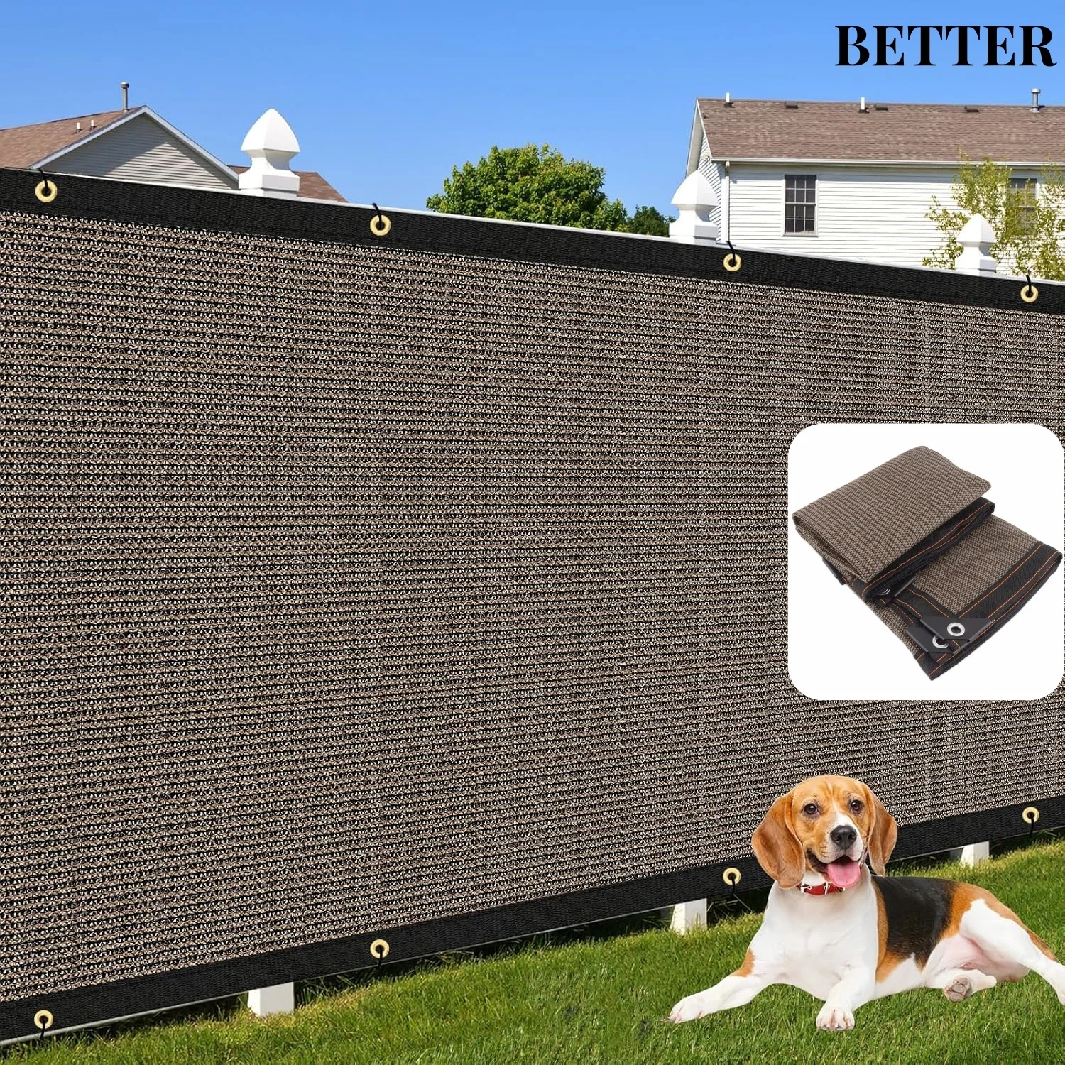 Privacy Screen Fence 90% Blockage Heavy Duty Protective Covering Mesh Fencing for Outdoor Patio Pool Balcony Brown