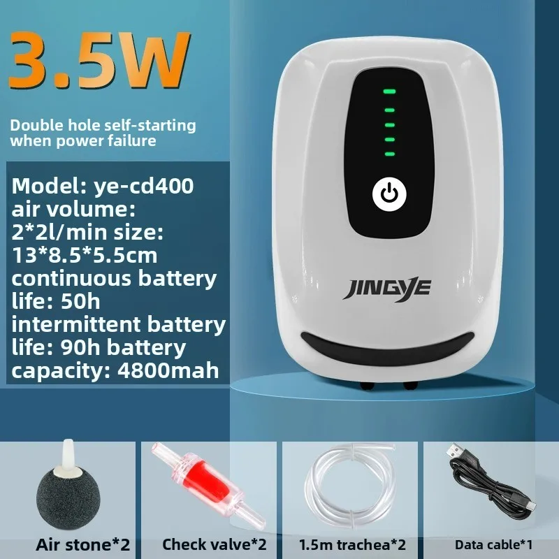 

4800mAh Aquarium Oxygen Air Pump Compressor Fish Tank USB Charging Small Portable Exhaust Ultra Silent Indoor Outdoor Fishing