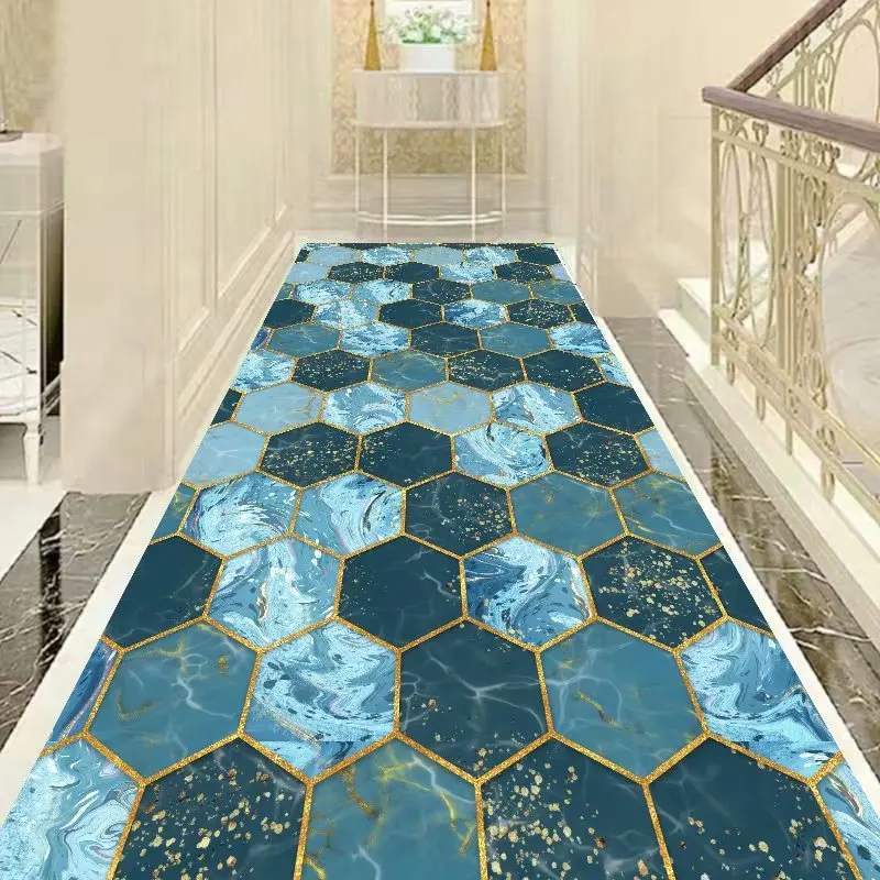 Geometric Marble Printing Corridor Rug Hallway Carpet Living Room Area Rug Mat For Bedroom Kitchen Rug Balcony Entrance Doormat