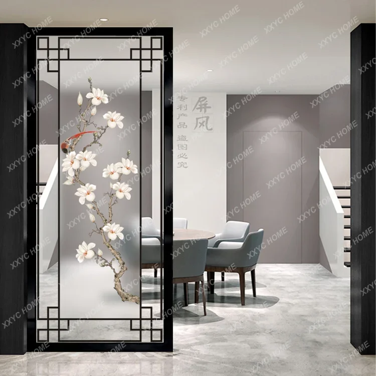 Entrance art glass transparent screen living room bedroom frosted partition wall simple modern luxury