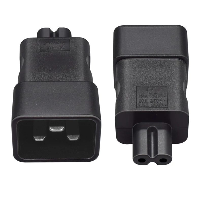 محول طاقة نحاسي من كلوريد البولي فينيل أسود ، قابس مقبس ، إلى قابس أنثى C7 ، محول مقبس ، محول PDU و UPS ، من 16A إلى 2.5A