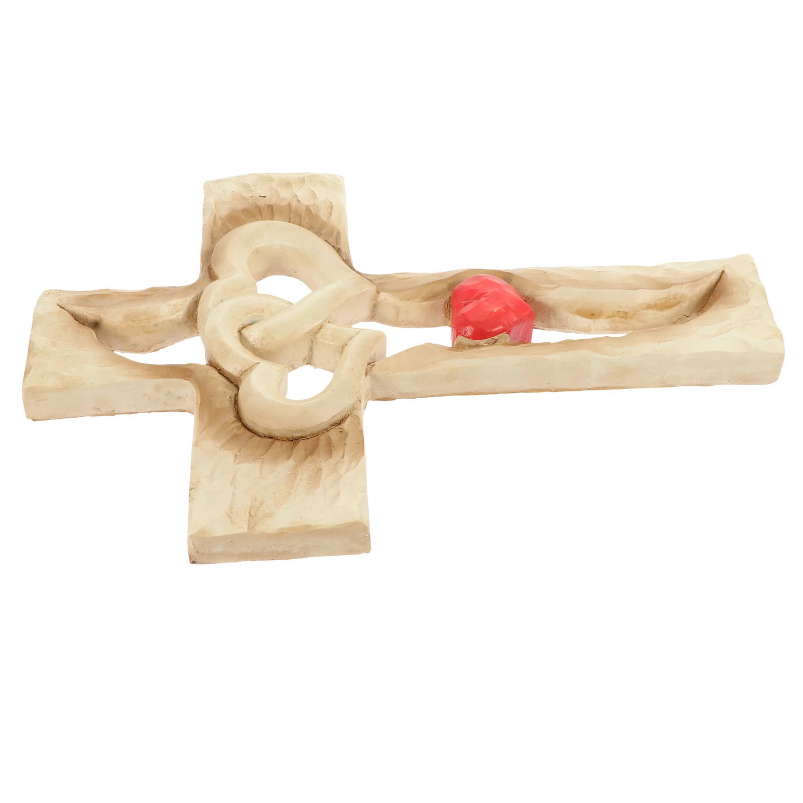 

Creative Heart Cross Shaped Resin Ornament Exquisite Desktop Cross Decor Resin Craft Religious Themed Indoor Adornment