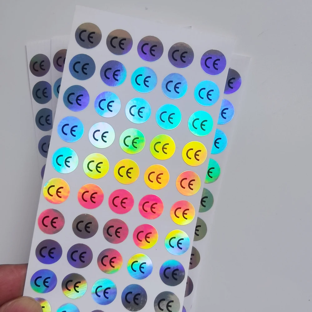 1Cm Ronde Ce Sticker Wit/Zilver/Hologaphic/Duidelijke Basis Cirkel Label 500Pcs