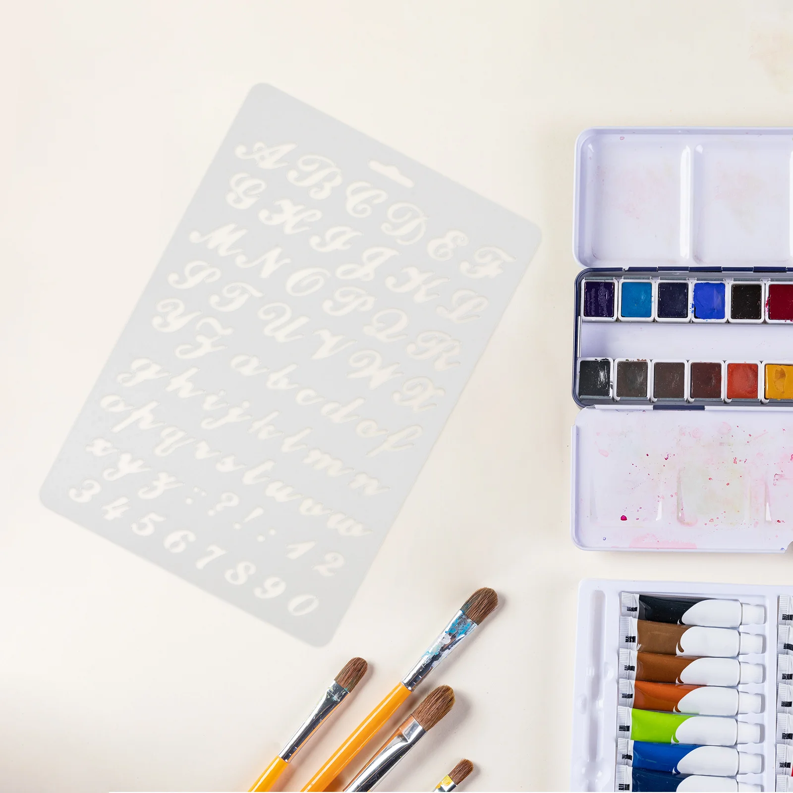 6Pcs Alphabet Stencils Plastic Reusable Letter Templates for Painting Craft Scrapbooking Wall Decor Educational