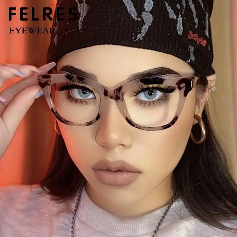 Anti Blue Light Glasses Retro Square Hyperopia Prescription Reading Glasses Women Tr90 Flower Printing Optical Glasses Frame