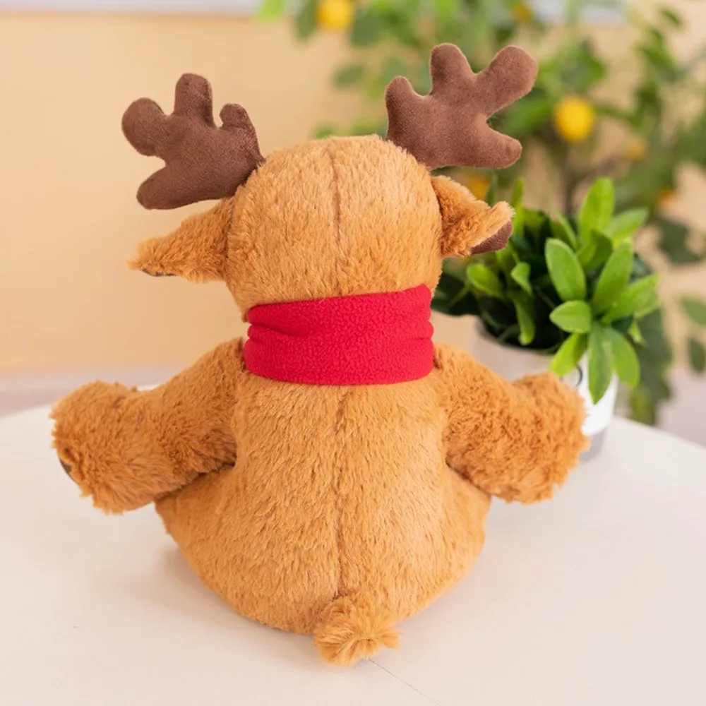 New 28cm Christmas Reindeer 3D Red Scarf Christmas Deer Doll Ornament Toy Gift