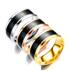 UAGE Smart Sensor Body Temperature Ring Stainless Steel Fashion Display Real-time Temperature Test Finger Ring