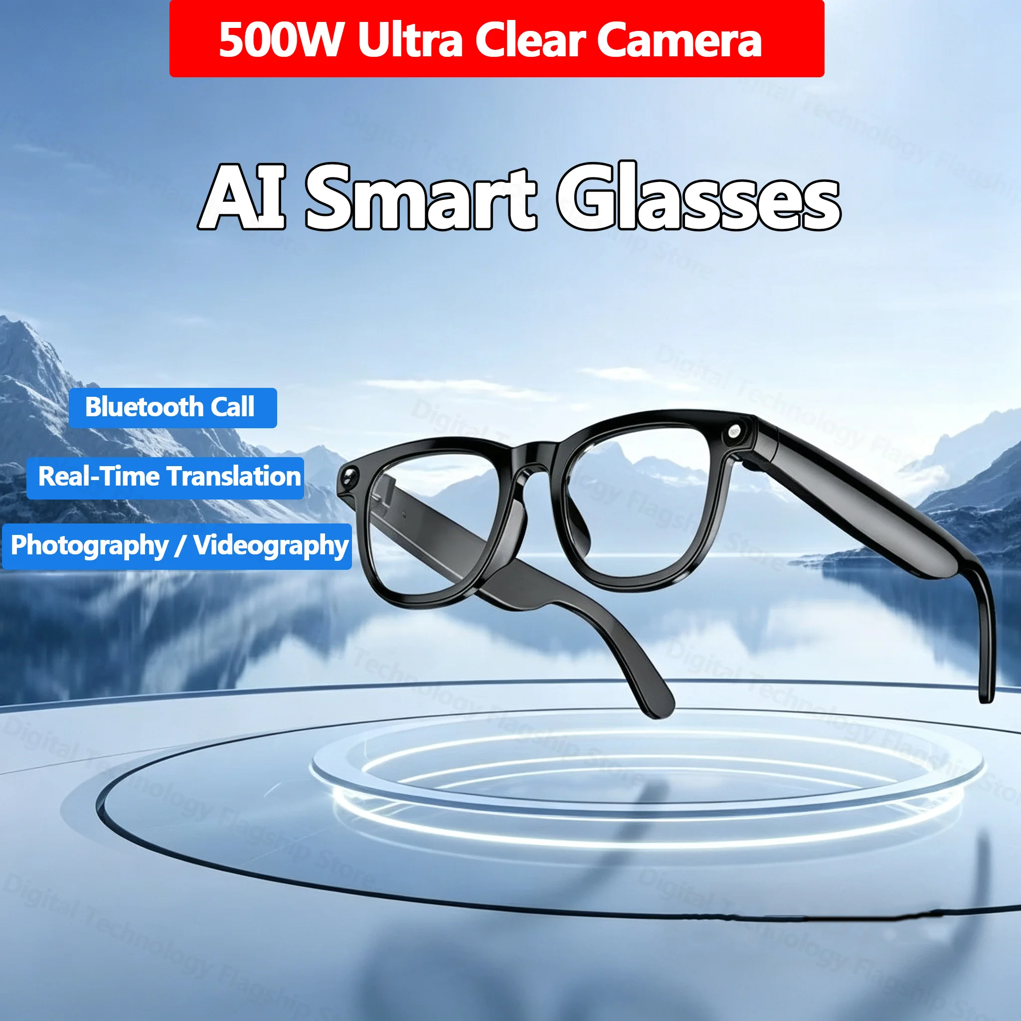 

Умные очки с ИИ для перевода, камера 800W, HD фото и видео, голосовые вызовы, водонепроницаемые, Bluetooth, прослушивание музыки, мотоциклетные очки